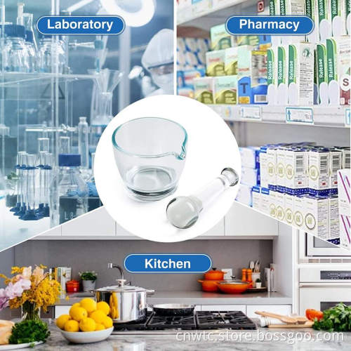 Professional Laboratory Glass Mortar and Pestle Set: 60mm & 120mm Bowl for Medicine Grinding and Mixing